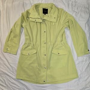 TALBOTS Anorak Jacket Drawstring Waist Lightweight Raincoat Lime green Sz Large